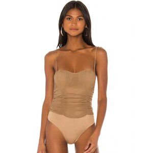 Lovers & Friends Ruched Bodysuit in Tan